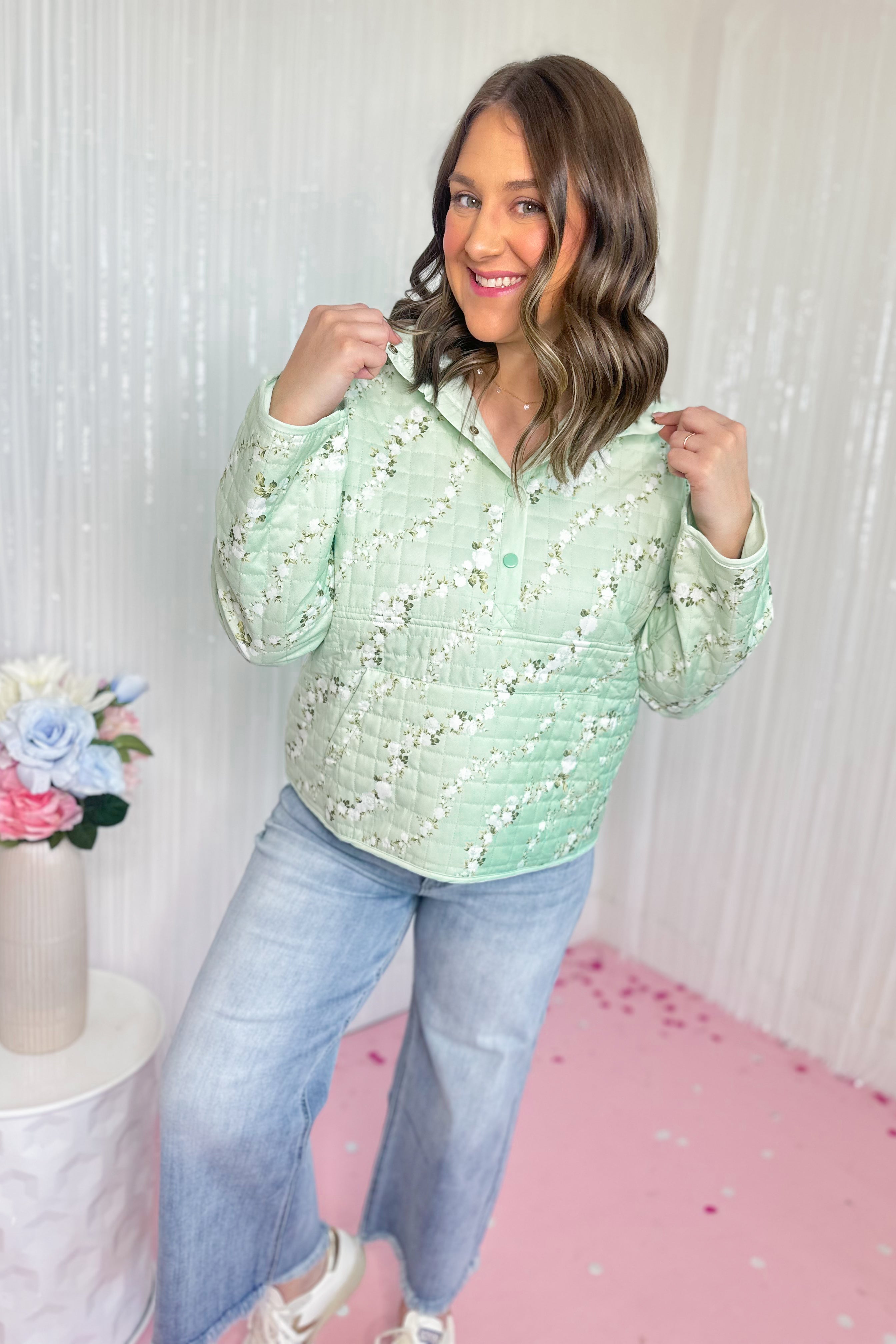 Bren Mock Neck Half Snap Quilted Jacket - Be You Boutique