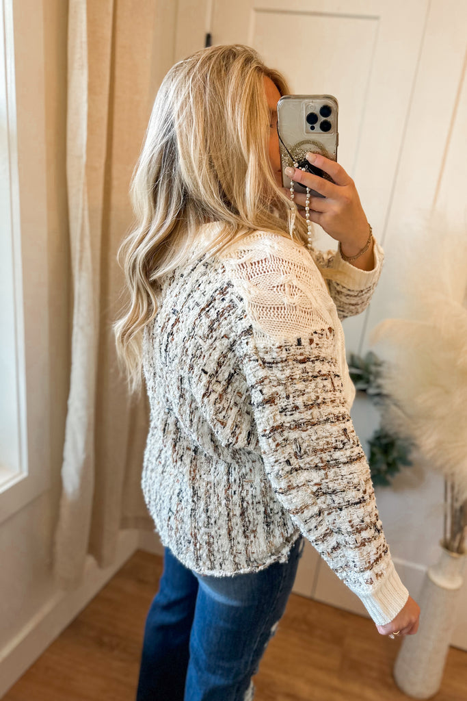 Ivy Plaid Printed Back Detail Oversized Sweater - Be You Boutique