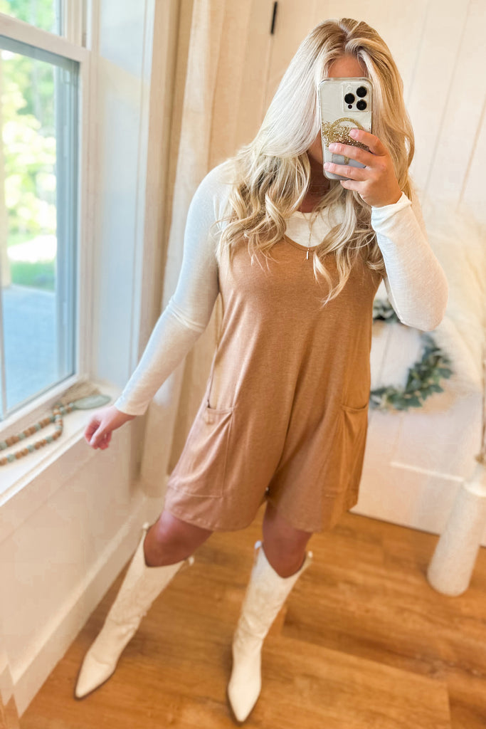 Graham Slub Knit Romper with Pockets - Be You Boutique