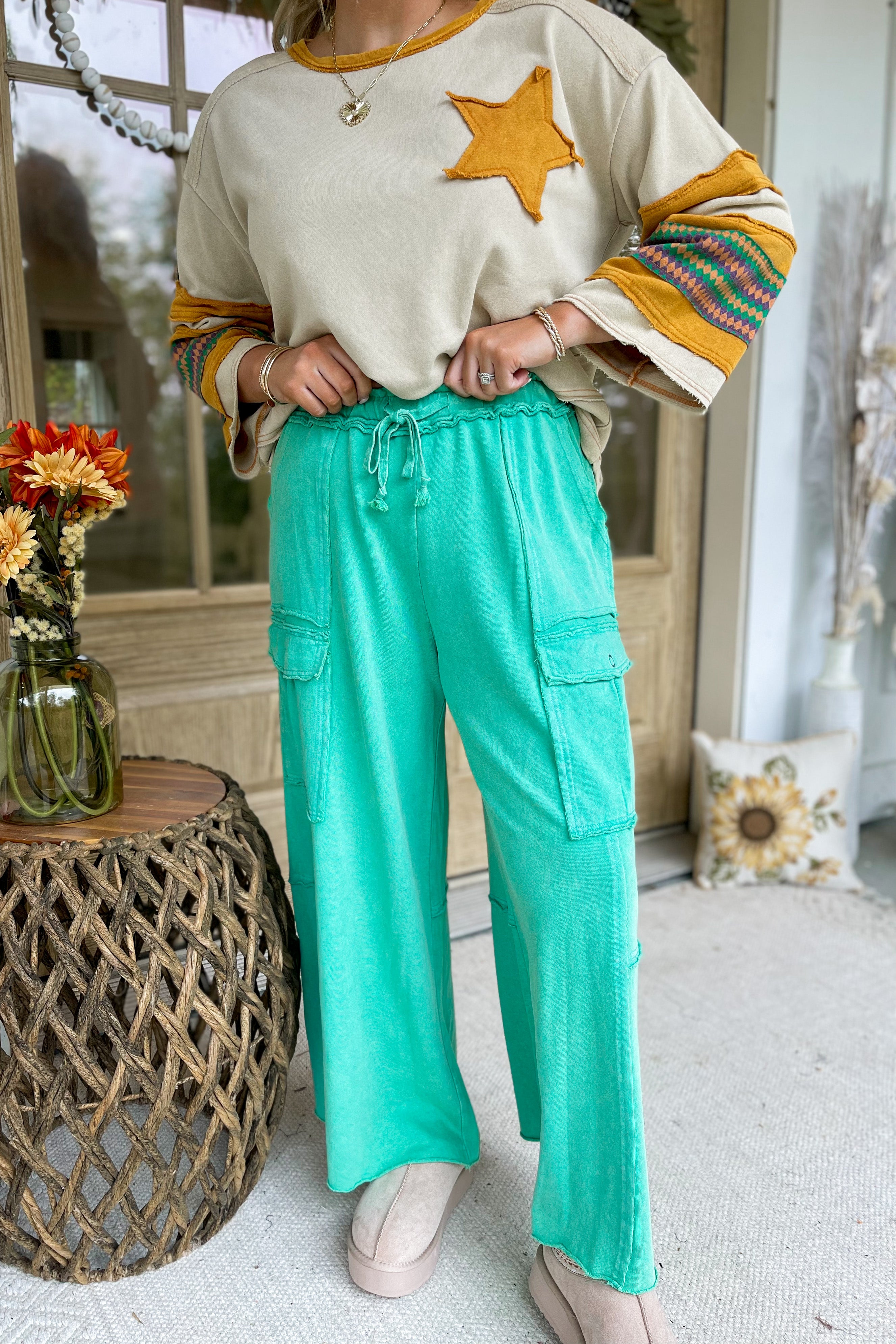 Mateo Mineral Washed Wide Leg Cargo Pants [S-3X] - Be You Boutique
