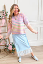 Conrad Silky Satin Lace Trim Skirt - Be You Boutique