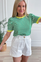 Beth Striped Peplum Sleeve Top - Be You Boutique