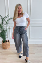 Easel Braxton Black Washed Barrel Pant - Be You Boutique
