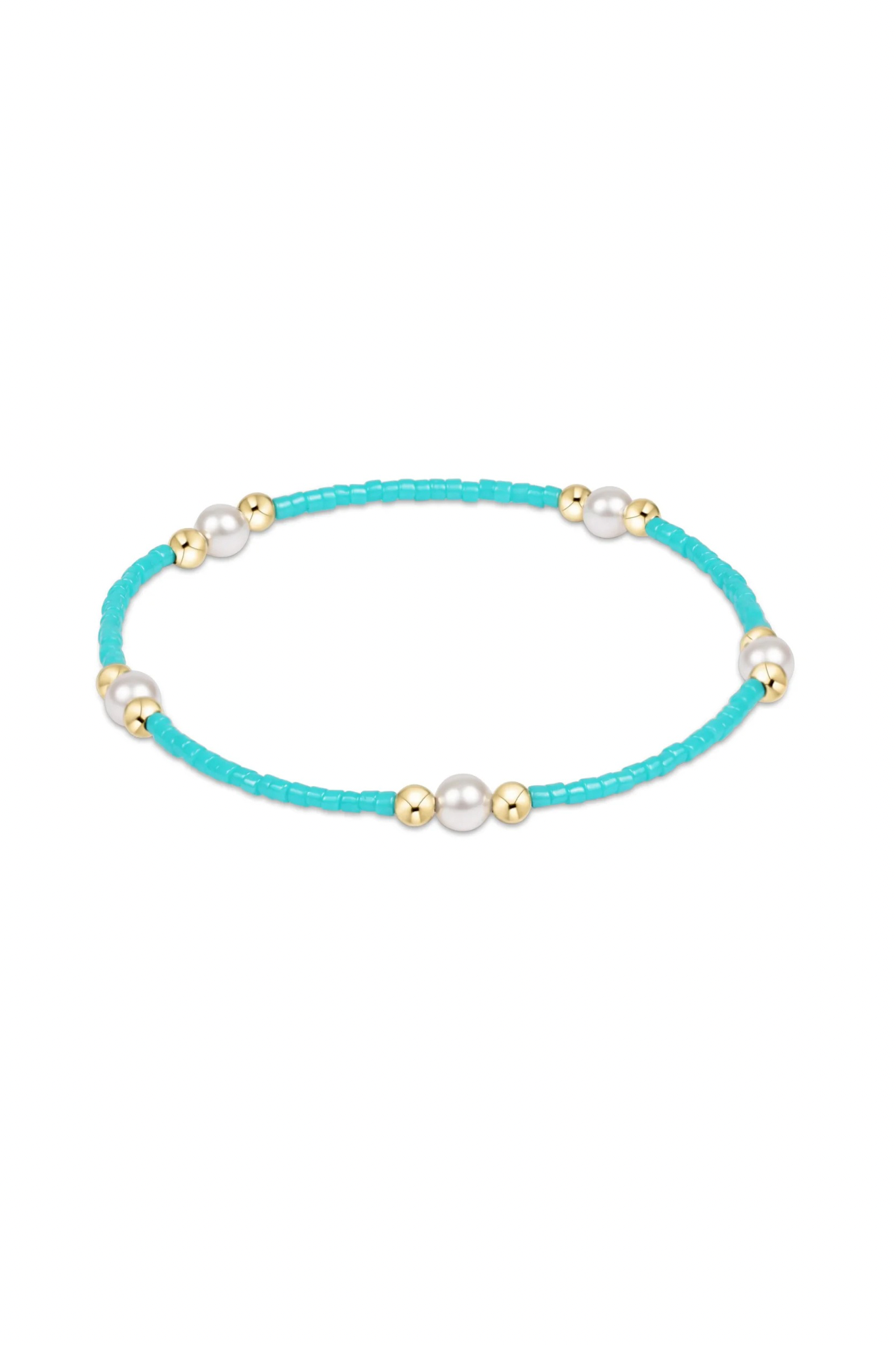 Enewton turquoise hope purpose pearl bracelet with silver clasp, featuring a string of turquoise and pearl beads on a jewelry chain.