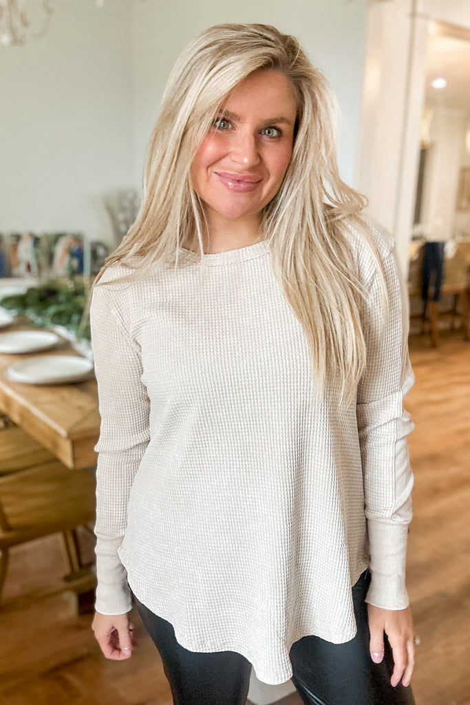 Roxy Washed Baby Waffle Knit Long Sleeve Top *DOORBUSTER* - Be You Boutique