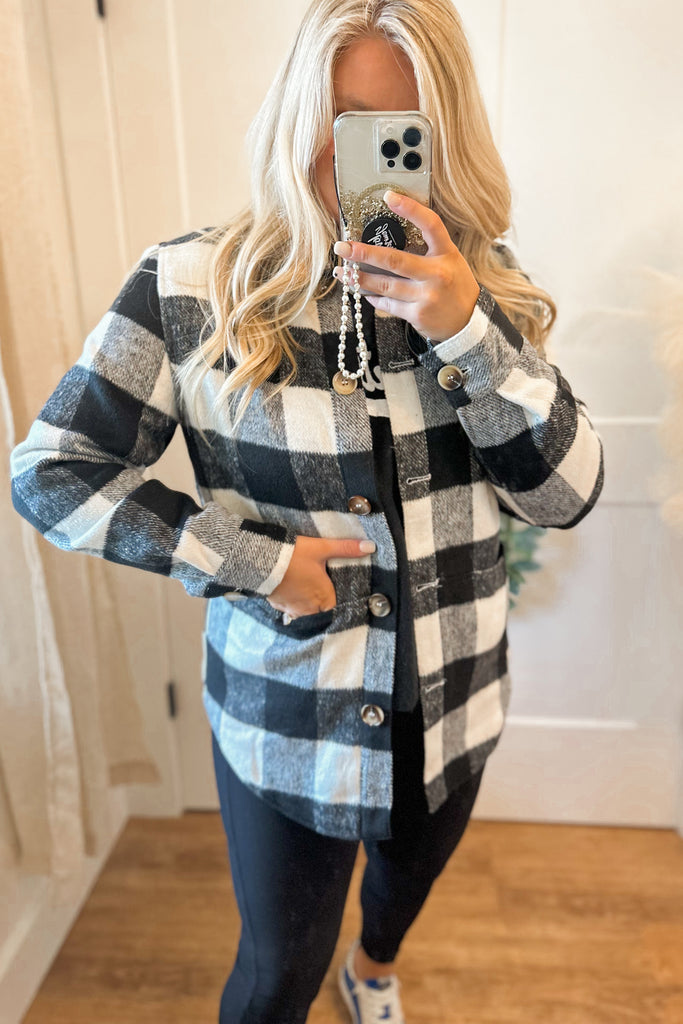Beau Flannel Shirt Shacket Jacket Top with Pockets - Be You Boutique