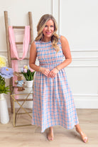 Bennie Plaid Smocked Midi Dress - Be You Boutique