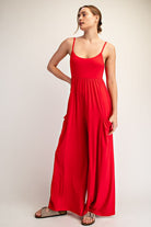 Rae Mode Linny casual sleeveless wide-leg jumpsuit, stylish romper with relaxed fit and wide legs, in a light fabric.