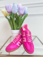 BACK 70 Ghost Sneakers in Two Tone Pink, 205 sneakers with a stylish pink and white design, displayed on a white background.