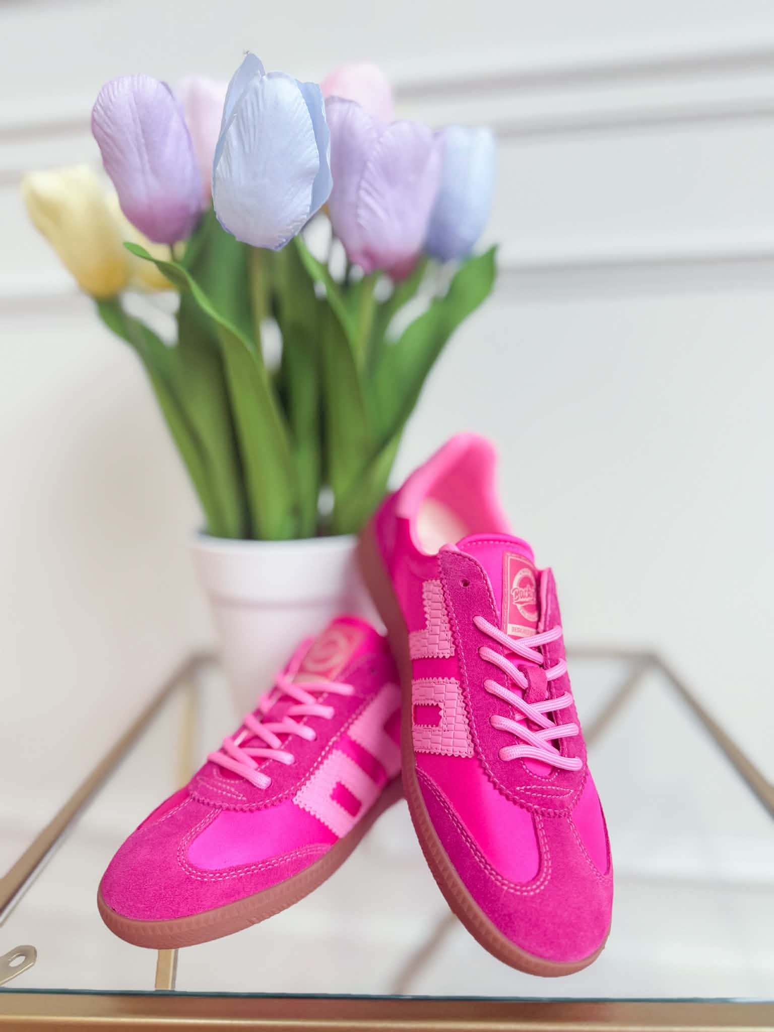 BACK 70 Ghost Sneakers in Two Tone Pink, 205 sneakers with a stylish pink and white design, displayed on a white background.