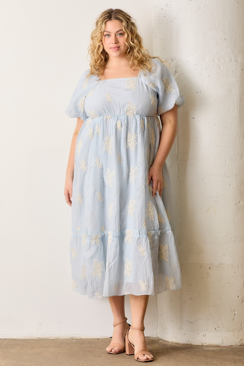 Whitney Embroidered Square Neck Bubble Dress - Be You Boutique