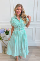 Lauren Pin Striped Tie Waist Dress - Be You Boutique