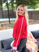 Pre-Order Cherry Quarter Zip Sherpa Pullover *waiting* - Be You Boutique