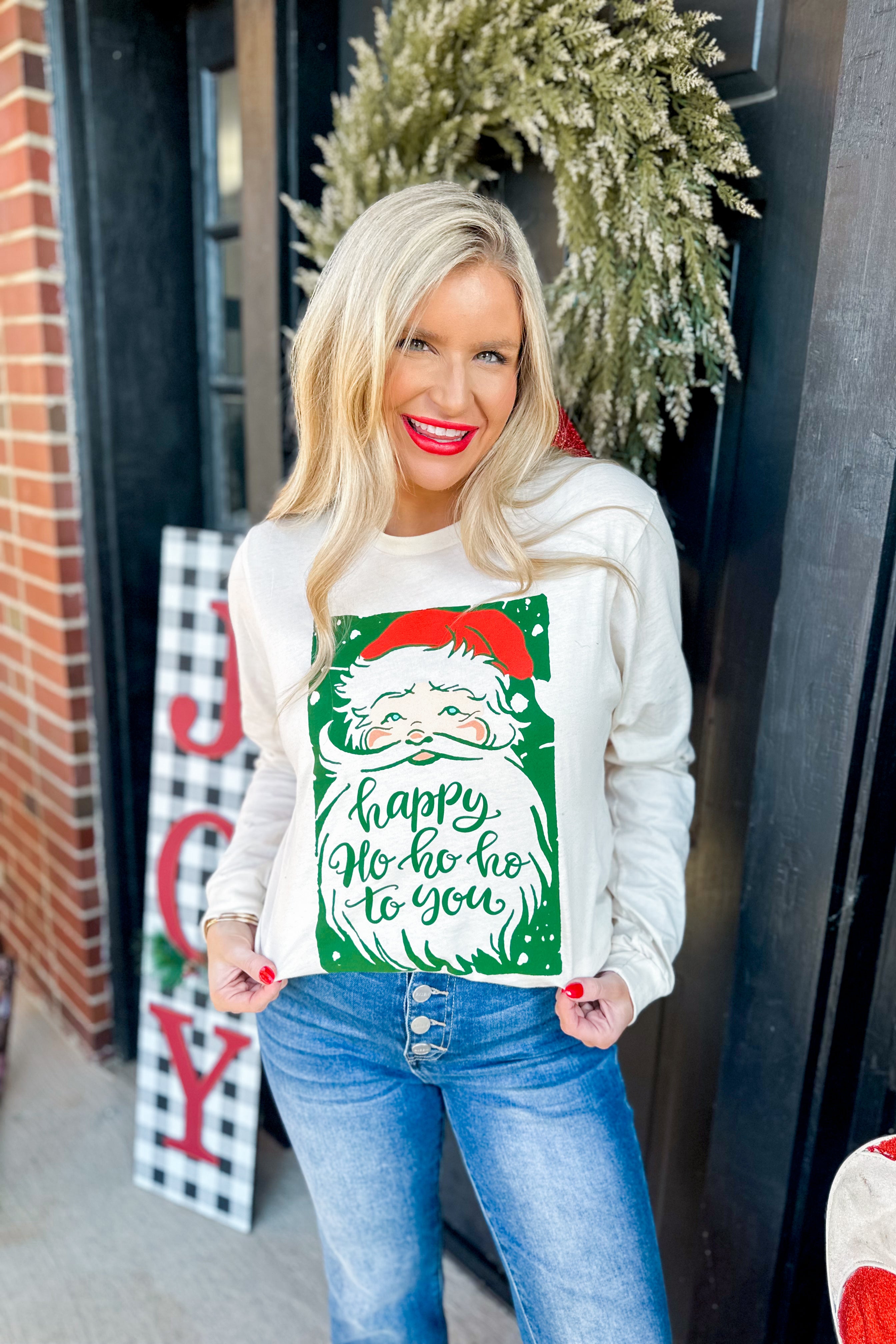 Happy Ho Ho Ho Long Sleeve Unisex Graphic Tee - Be You Boutique