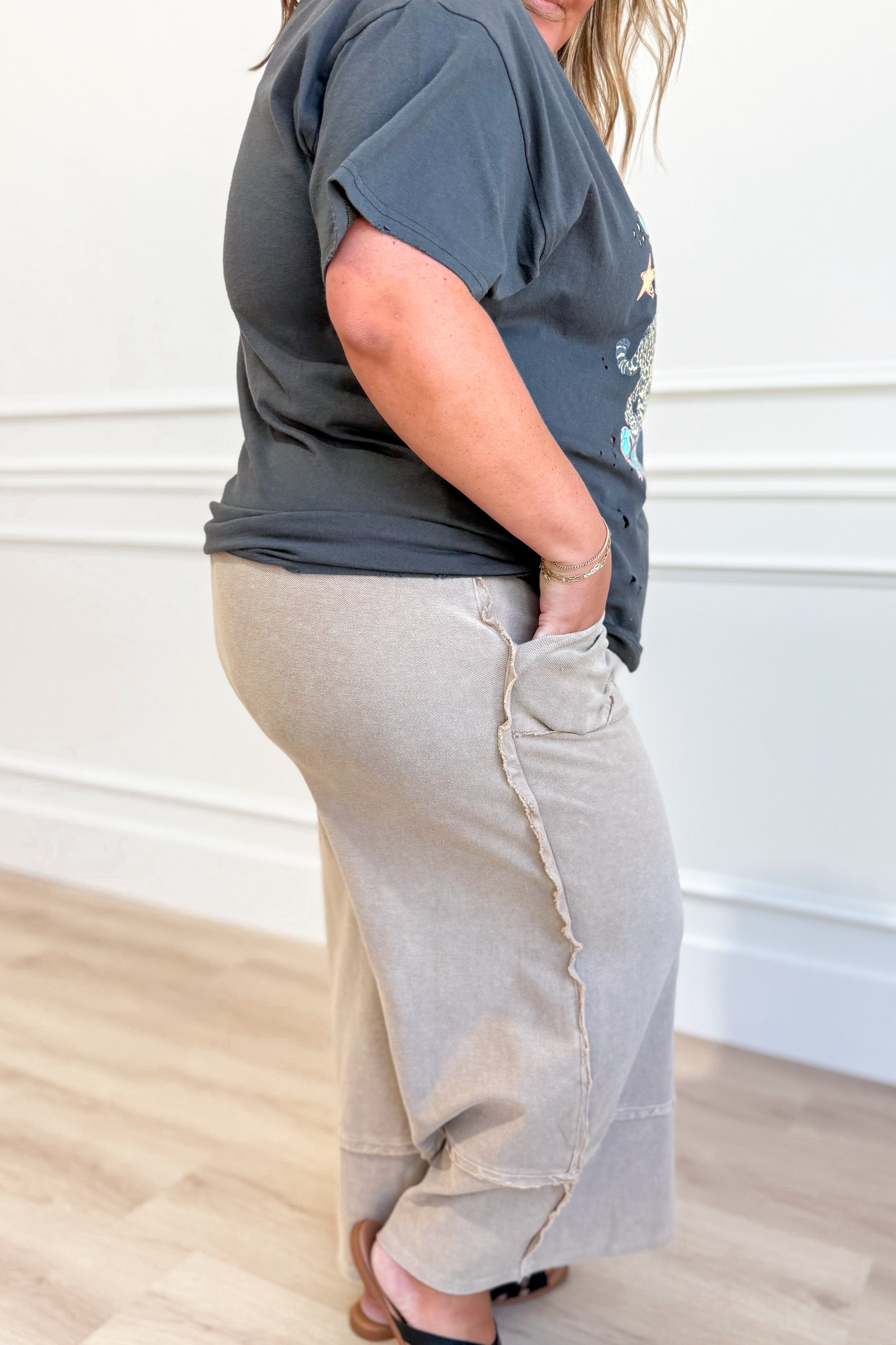 Caris Mineral Washed Upside Down Terry Knit Wide Leg Palazzo Pants [S~3X] - Be You Boutique