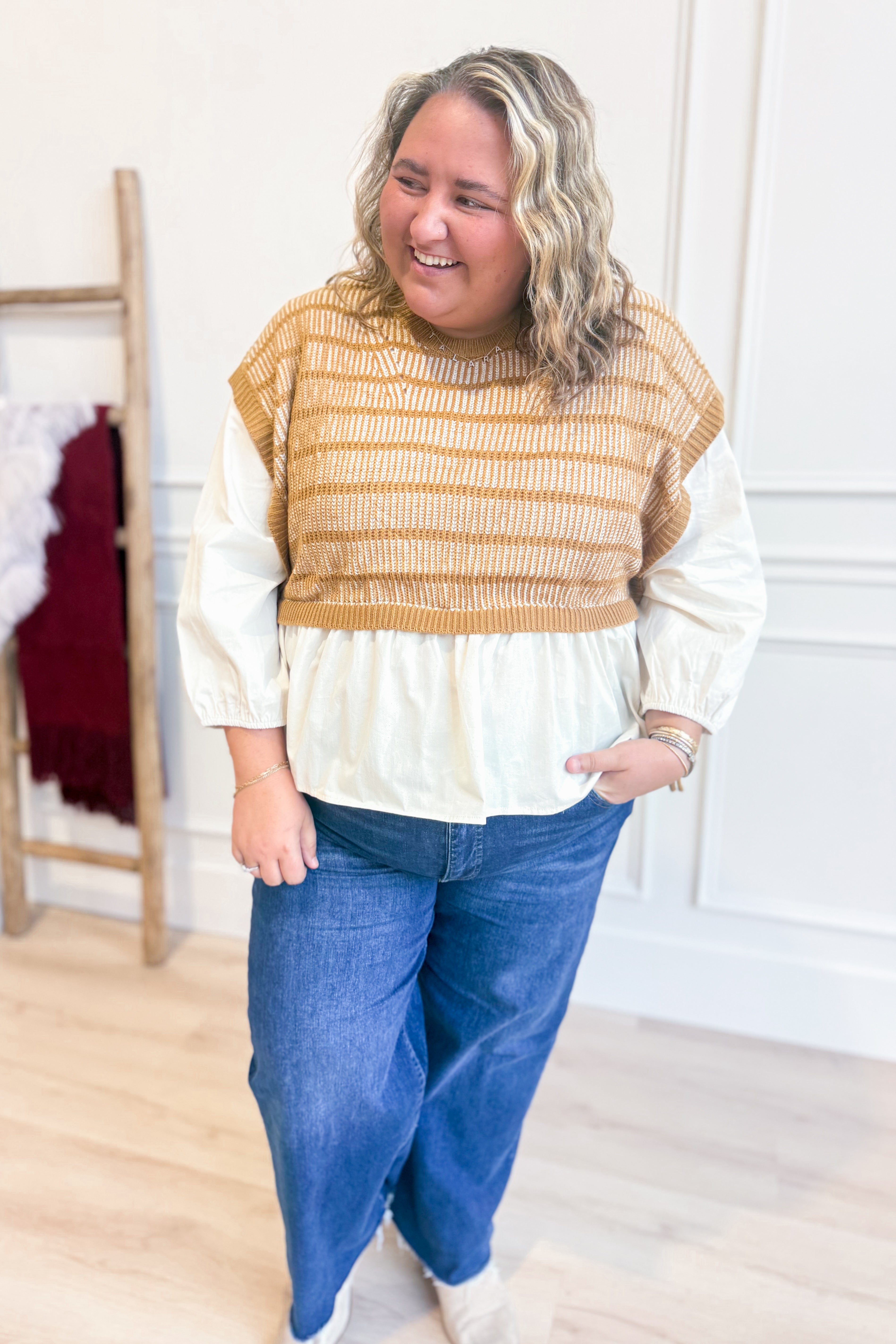 Francine Sweater Peplum Long Sleeve Top - Be You Boutique