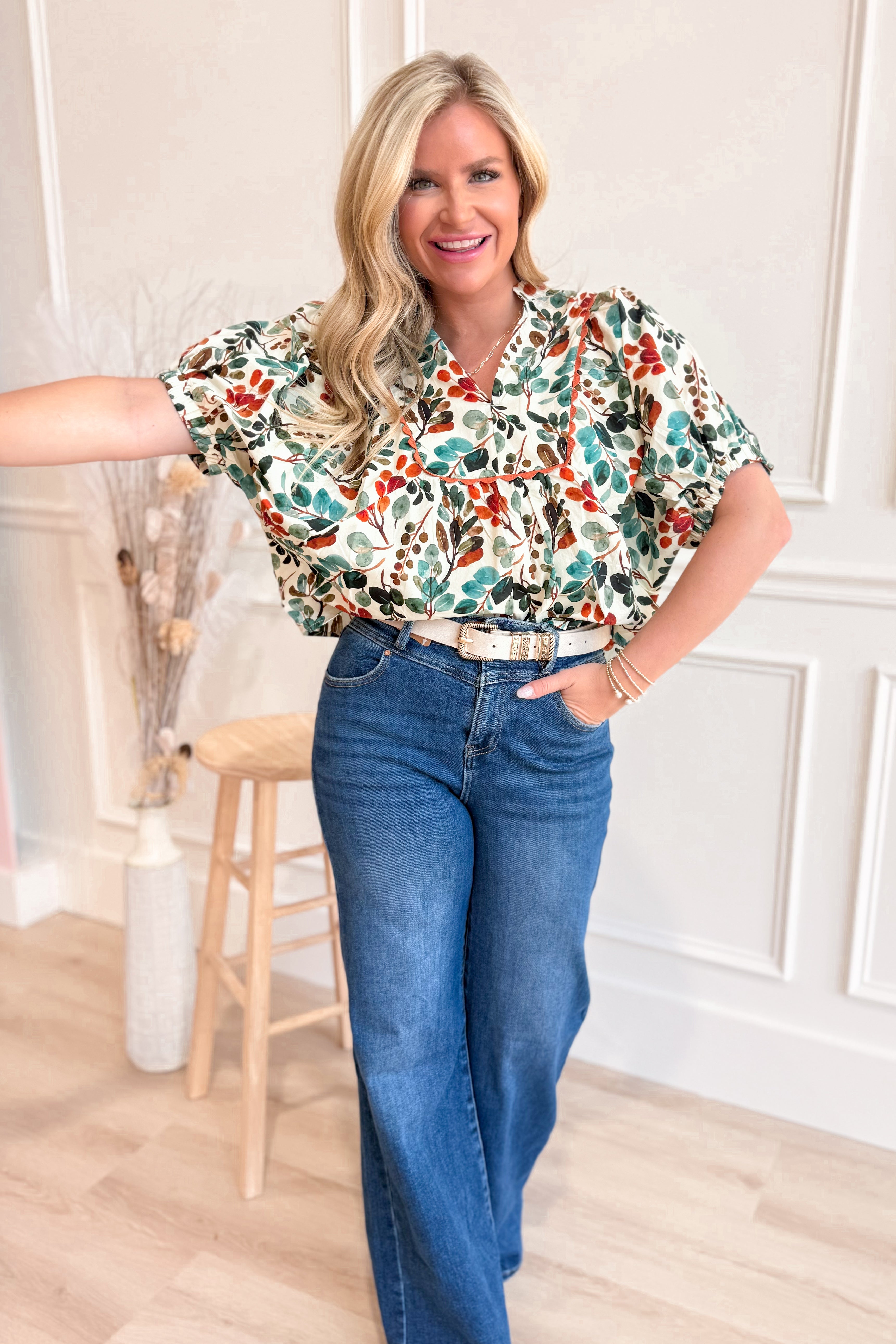 Margie Floral Half Sleeve Top - Be You Boutique