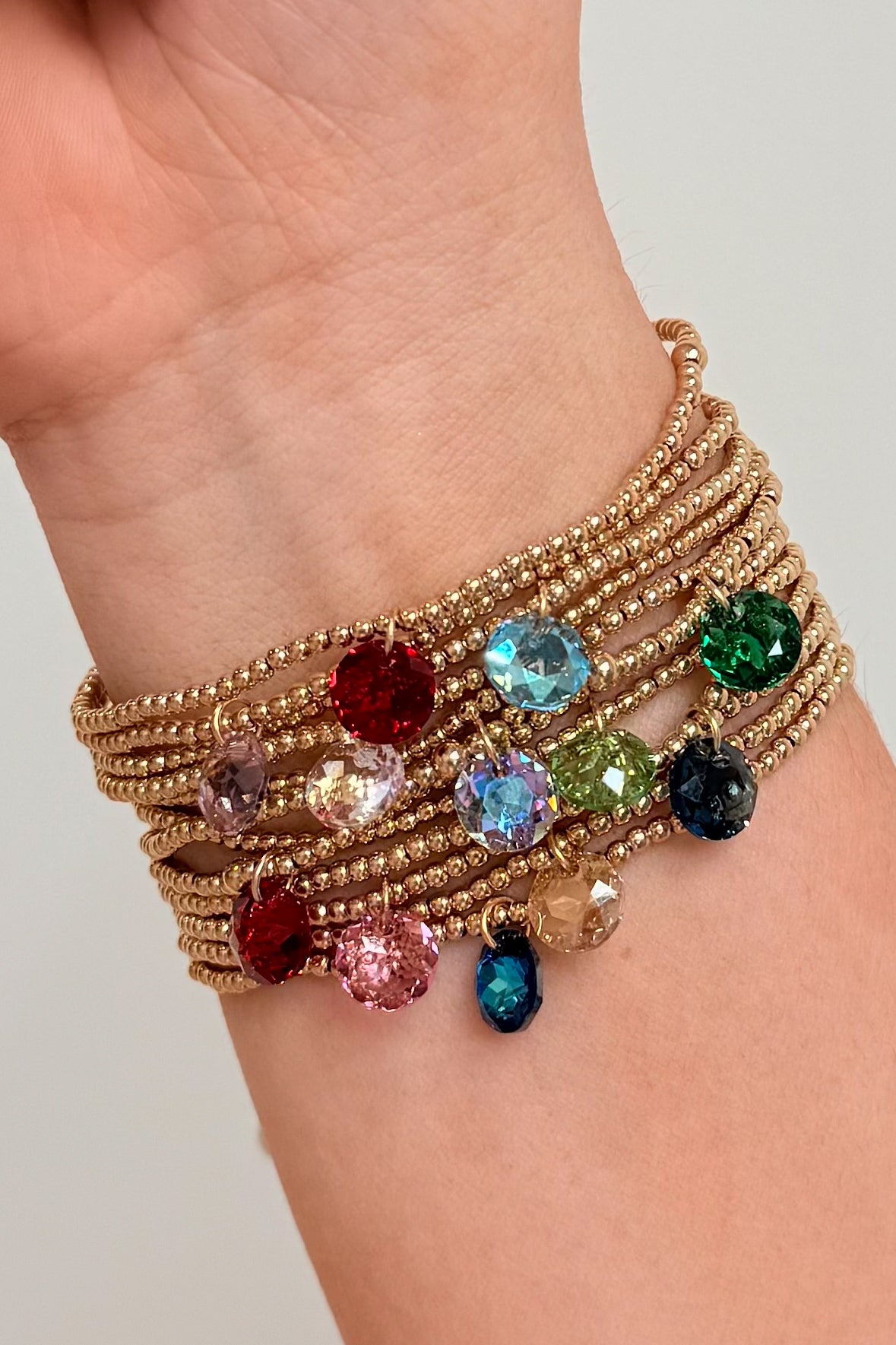 Enewton 2mm Classic Birthstone Bracelet featuring colored gemstones on a delicate jewelry chain.