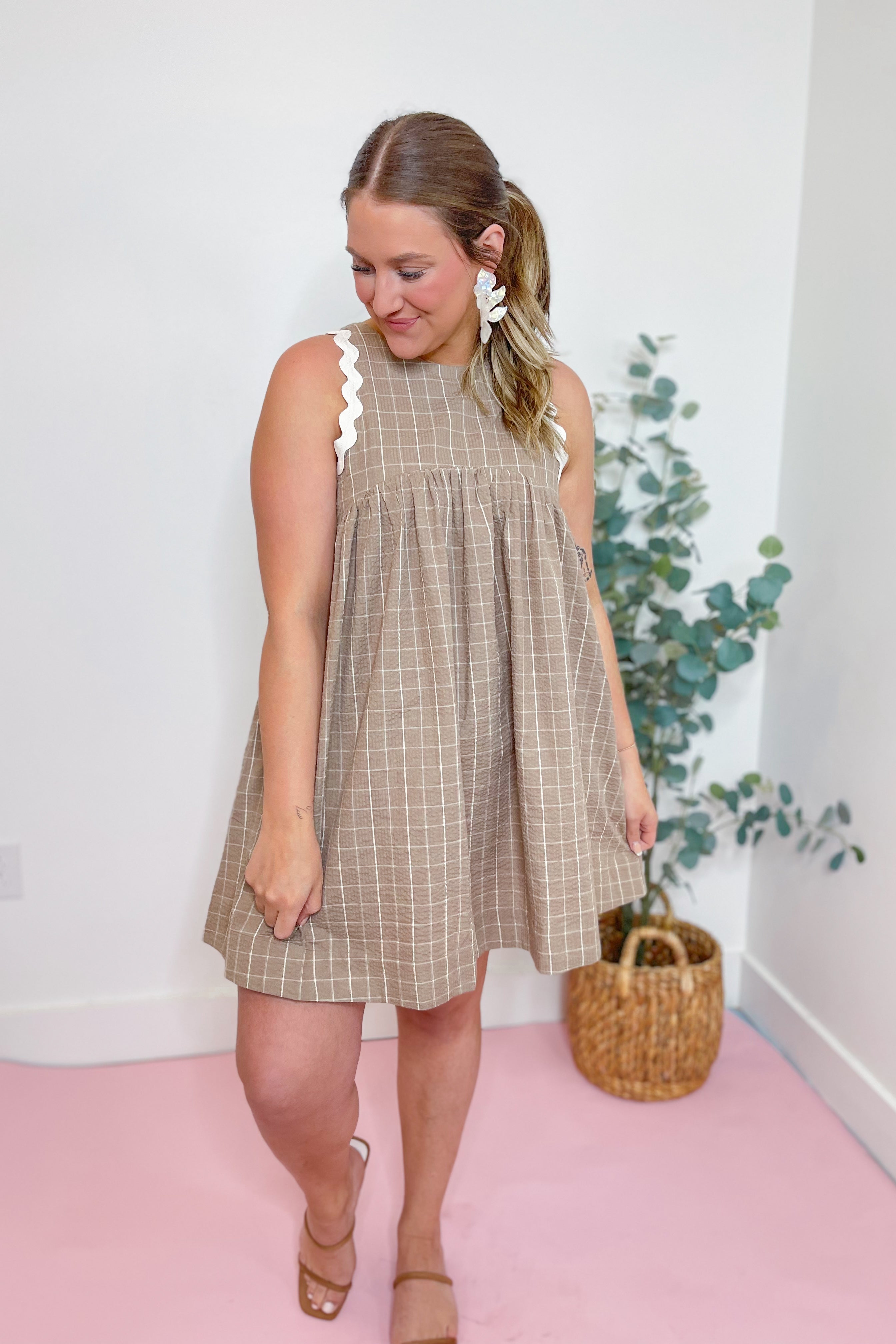 Olivia Plaid Sleeveless Dress - Be You Boutique