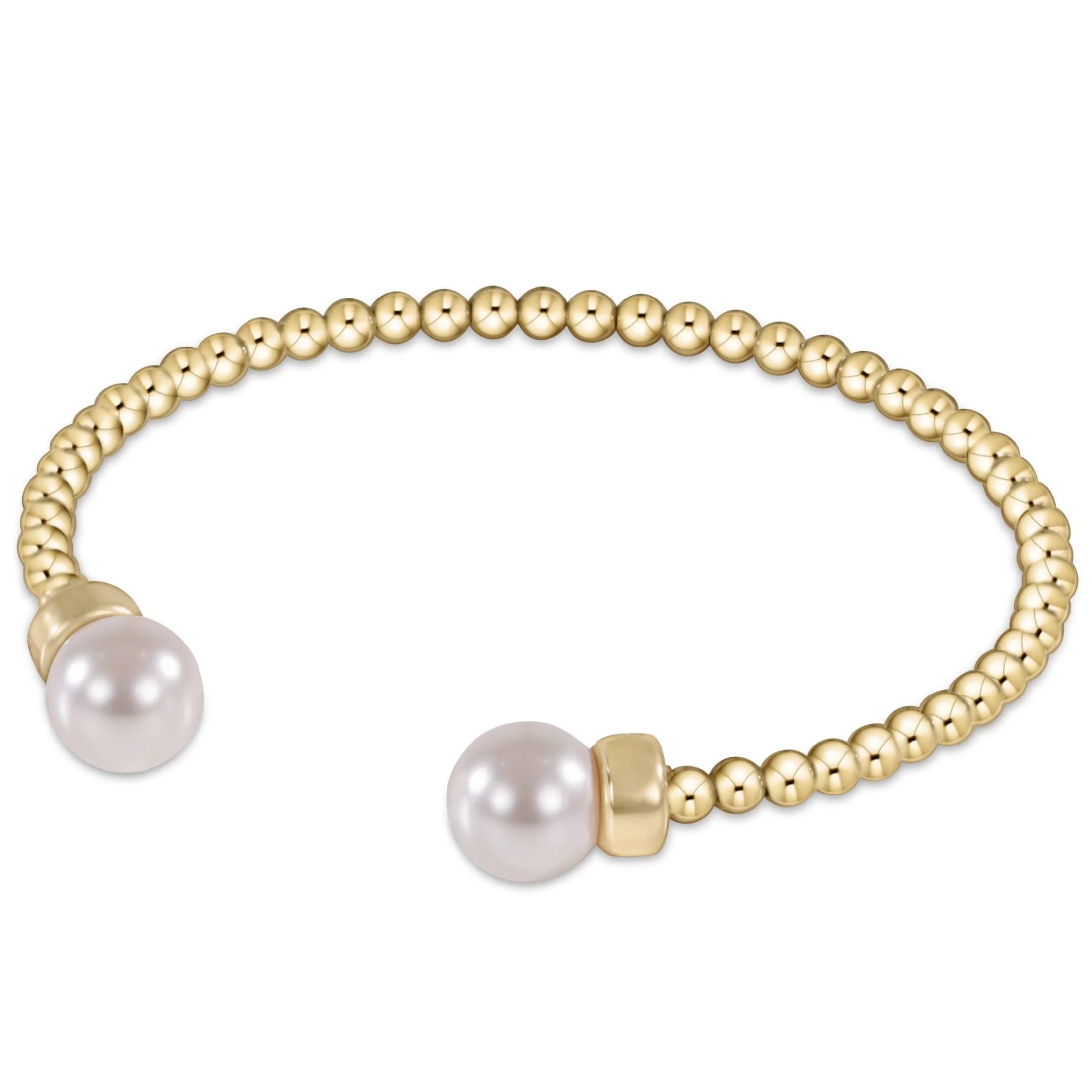 Enewton 3mm classic gold pearl cuff bracelet with smooth gold band and elegant pearl accent on shiny gold surface
