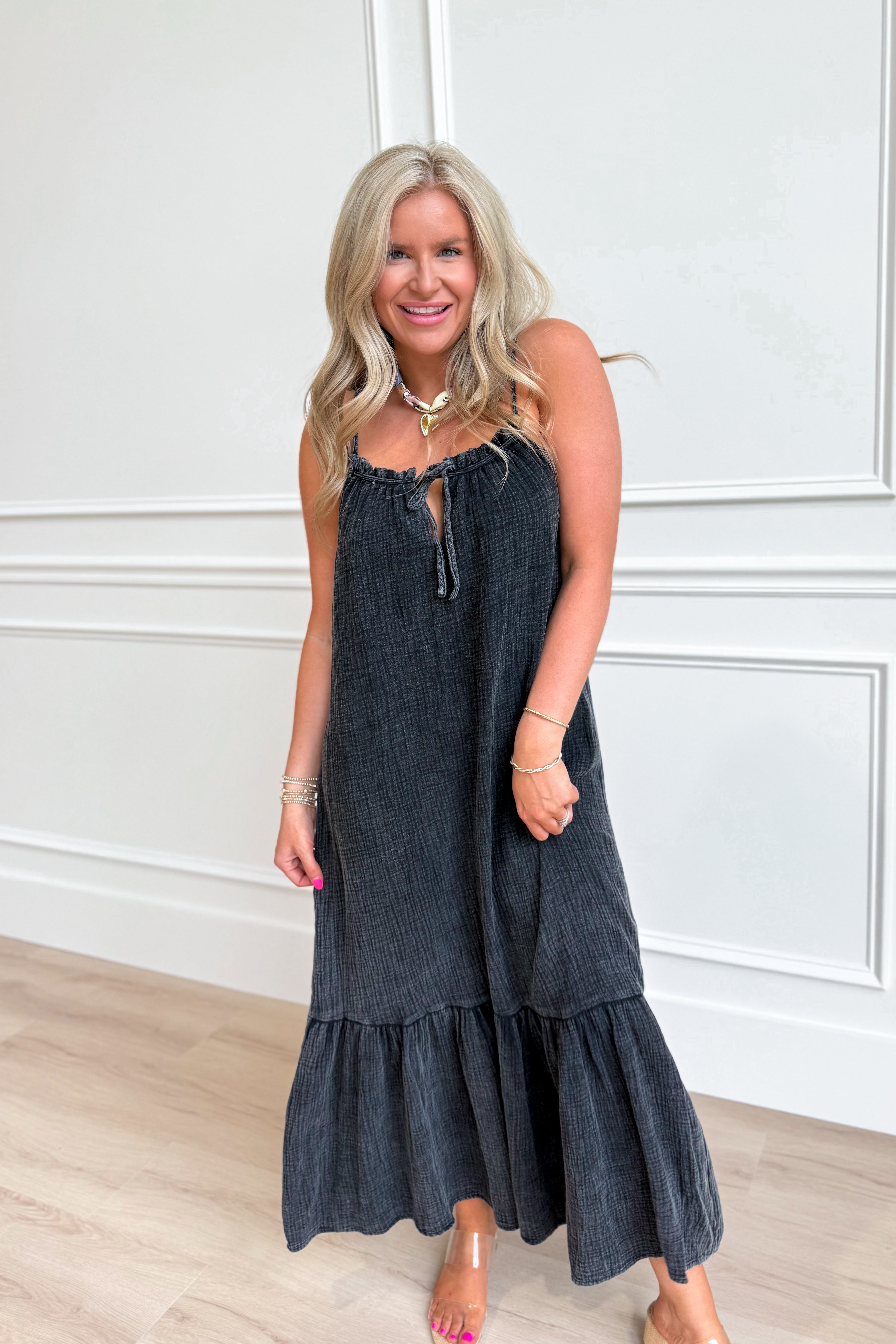 Carrie Ruffle Gauze Maxi Dress - Be You Boutique