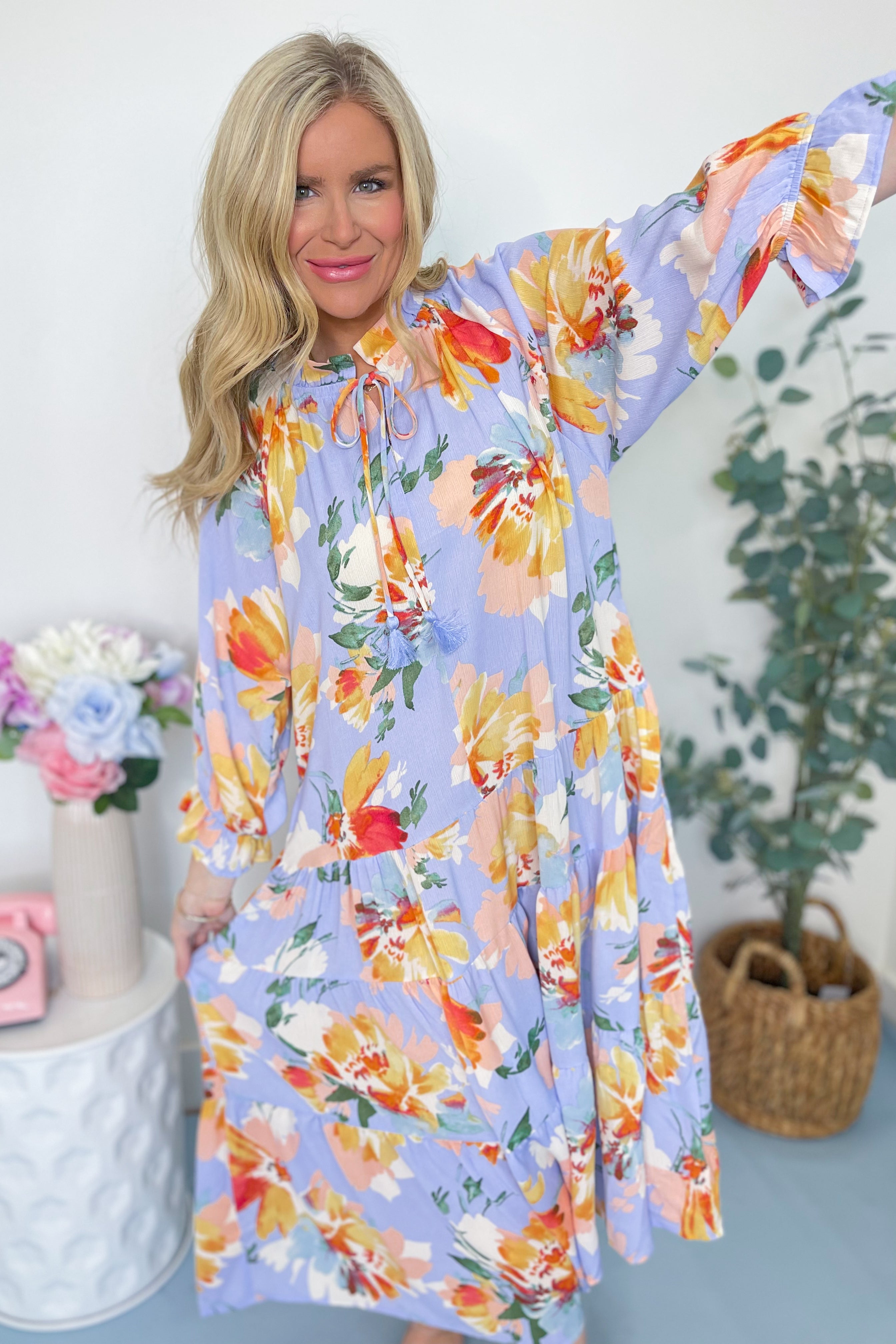 Deanna Floral Print Bubble Sleeve Tiered Maxi Dress *FINAL SALE* - Be You Boutique