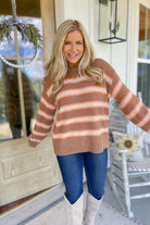 Hester Stripe Knit Long Sleeve Pullover Sweater - Be You Boutique