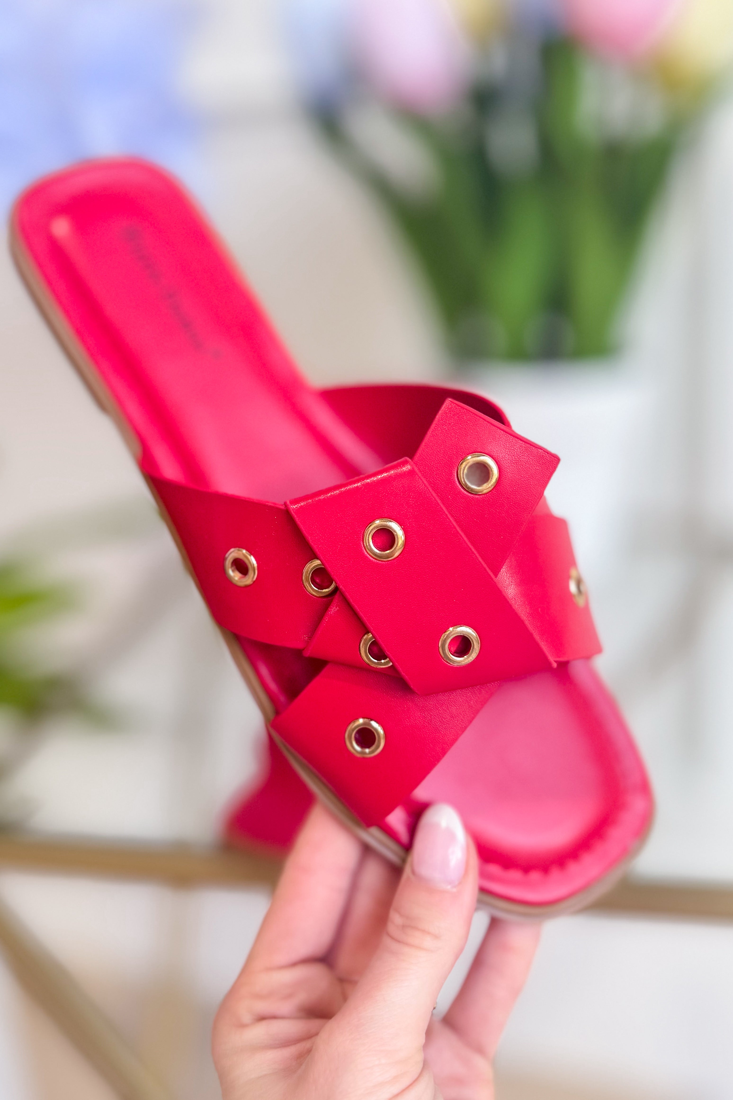 Soda Empress Red Crossover Sandal - Be You Boutique