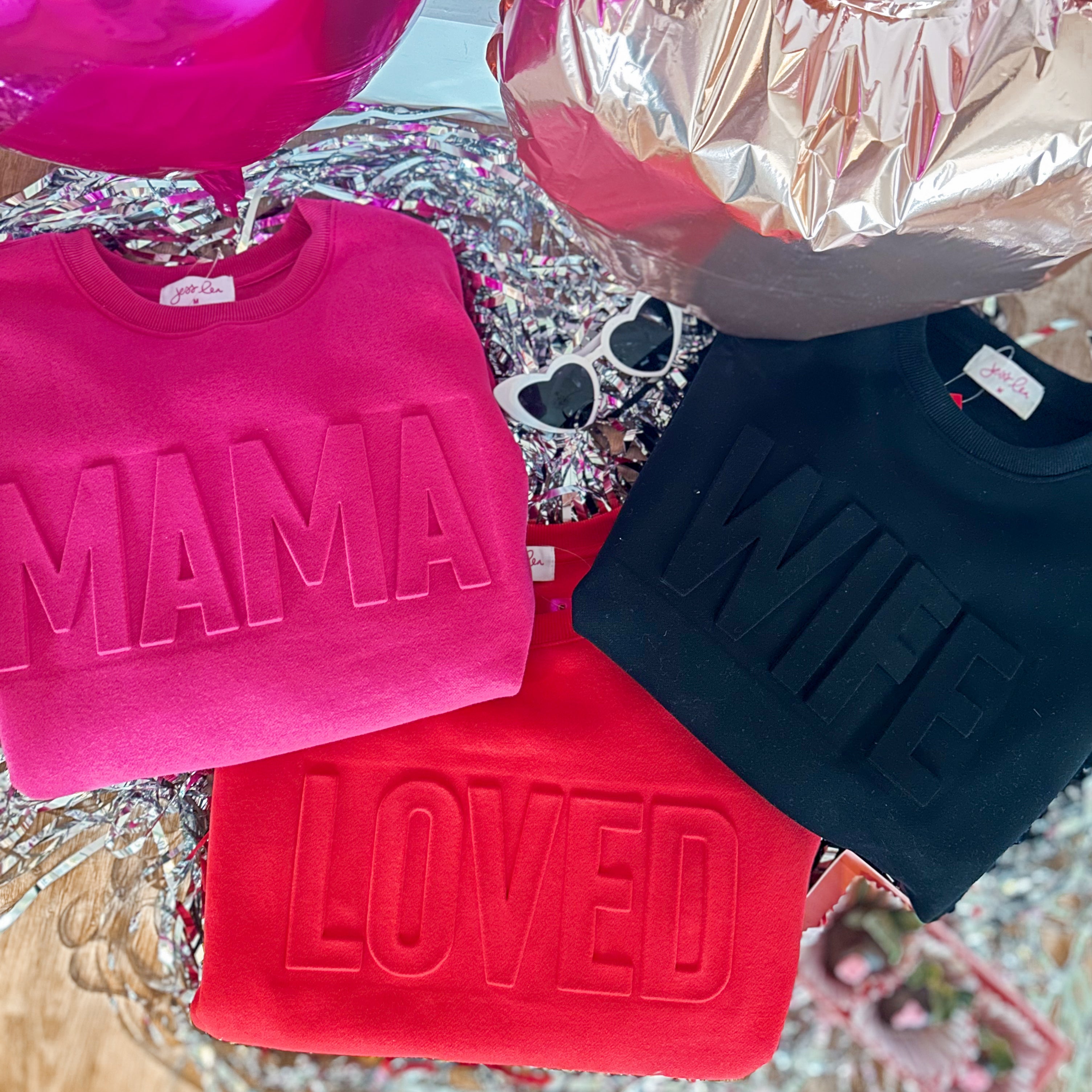 Valentines MAMA Embossed Long Sleeve Sweatshirt - Be You Boutique