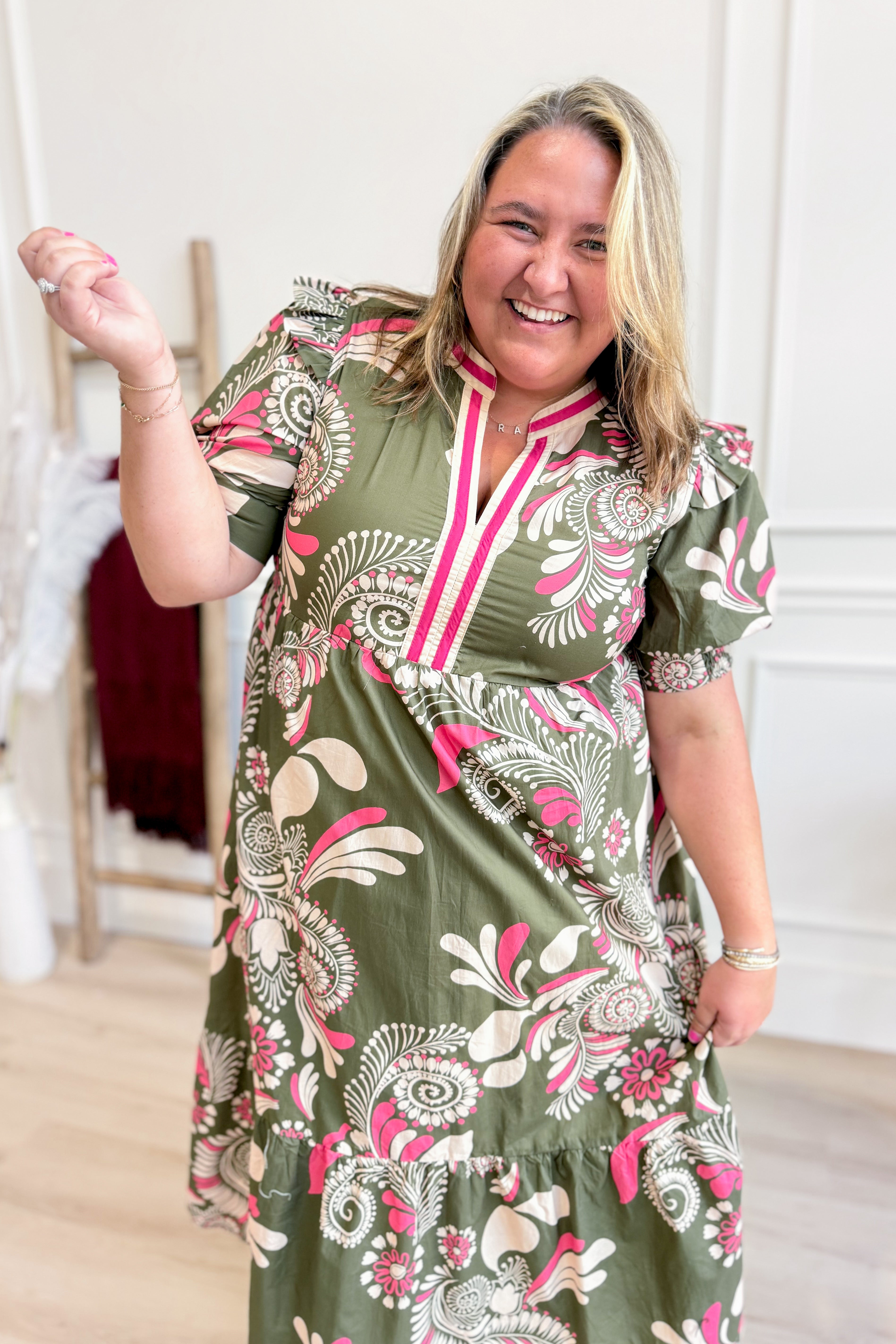 Courtney Paisley Pattern Midi Dress - Be You Boutique