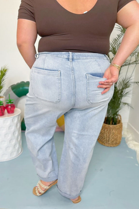 Risen Zach Mid Rise Barrel Jeans [1-3XL] - Be You Boutique