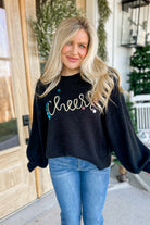 Cheers Beaded Sequin Long Sleeve Sweater Top - Be You Boutique