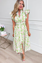 ENTRO Carson botanical floral printed dress featuring a stylish and elegant design, perfect for dressy occasions.