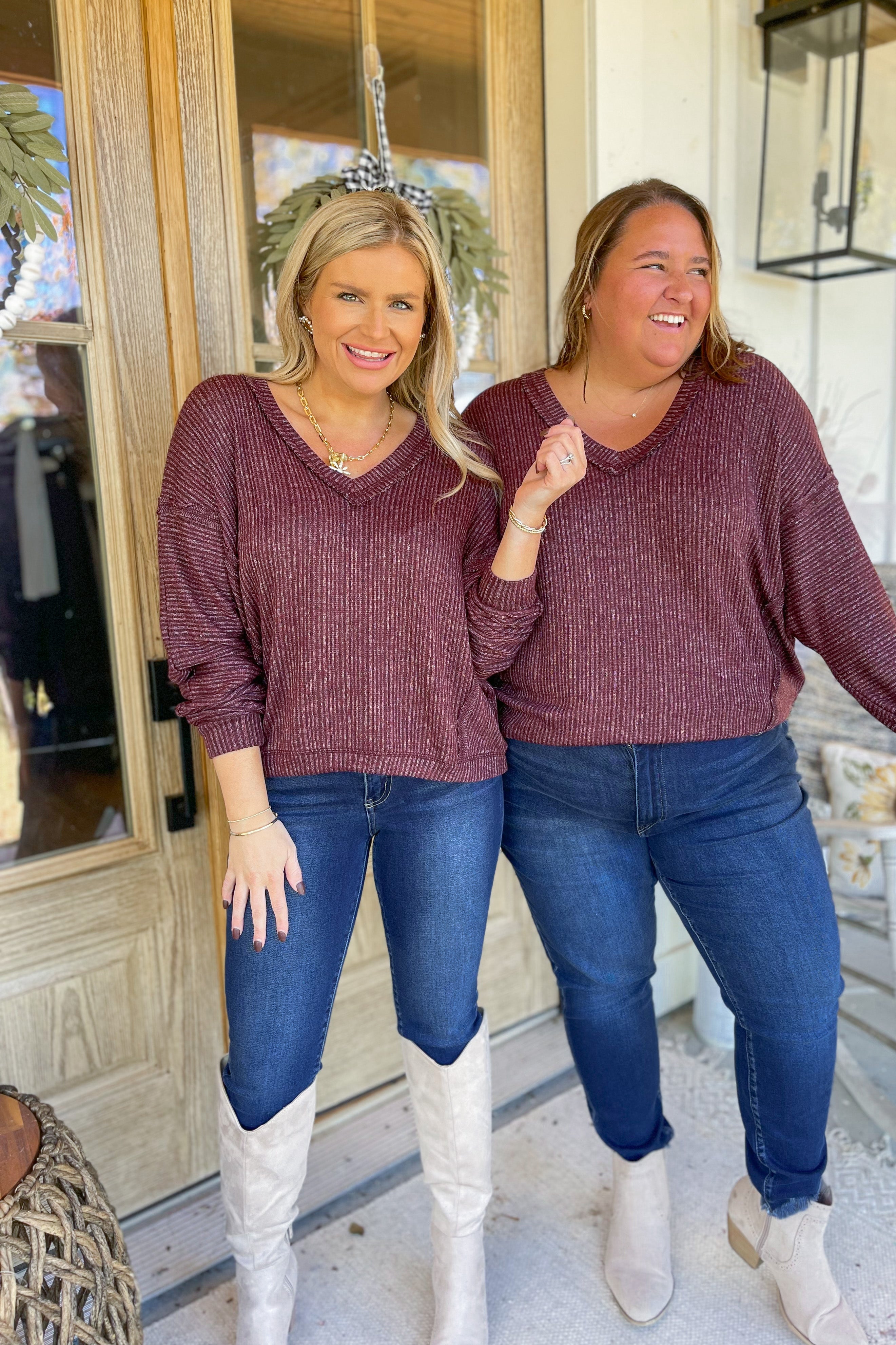 Herman V Neck Long Sleeve Drop Shoulder Sweater *FINAL SALE Herman V Neck Long Sleeve Drop Shoulder Sweater *FINAL SALE