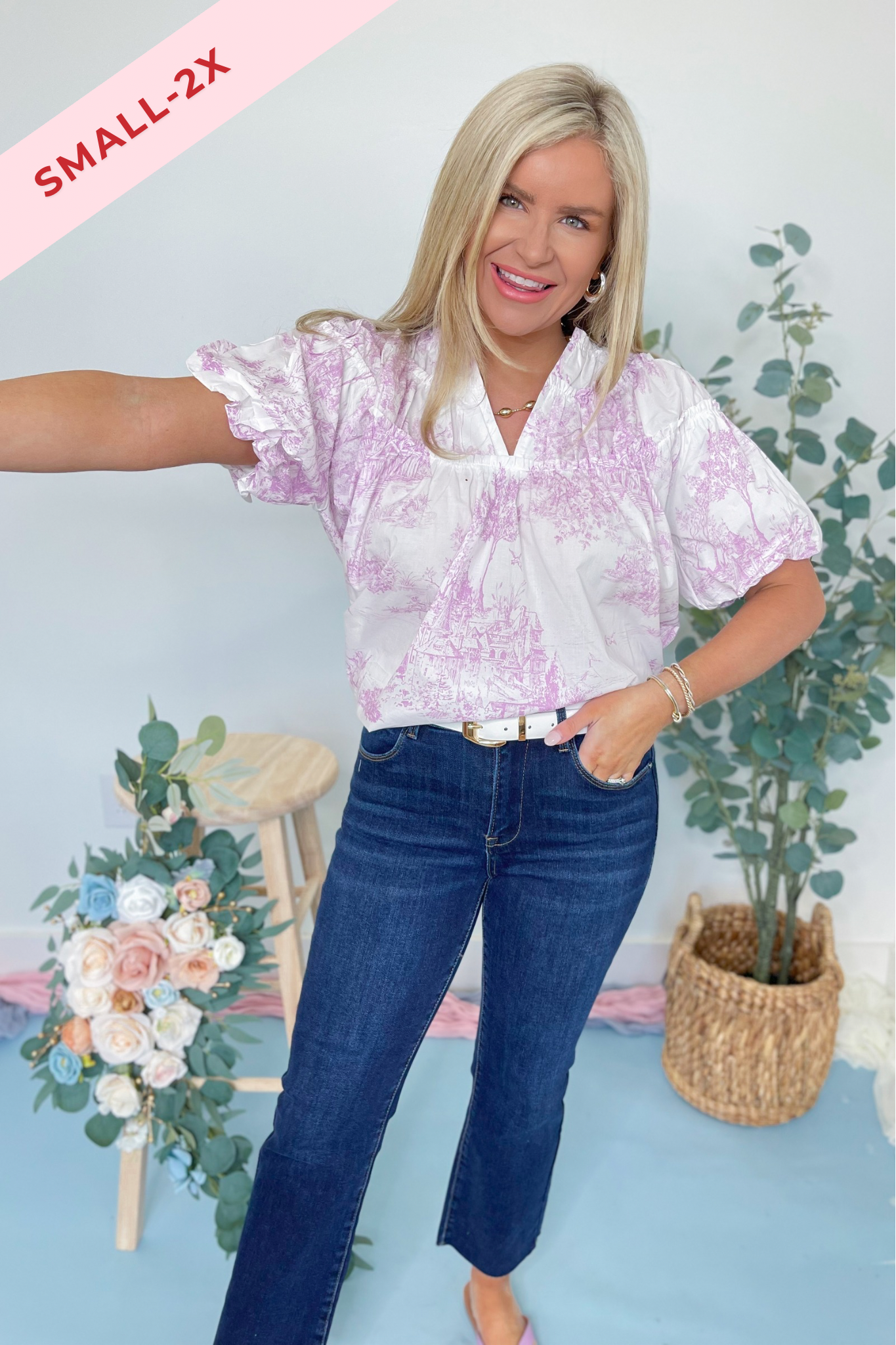 Cassidy Landscape Printed Blouse Top - Be You Boutique