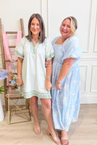 Whitney Embroidered Square Neck Bubble Dress - Be You Boutique