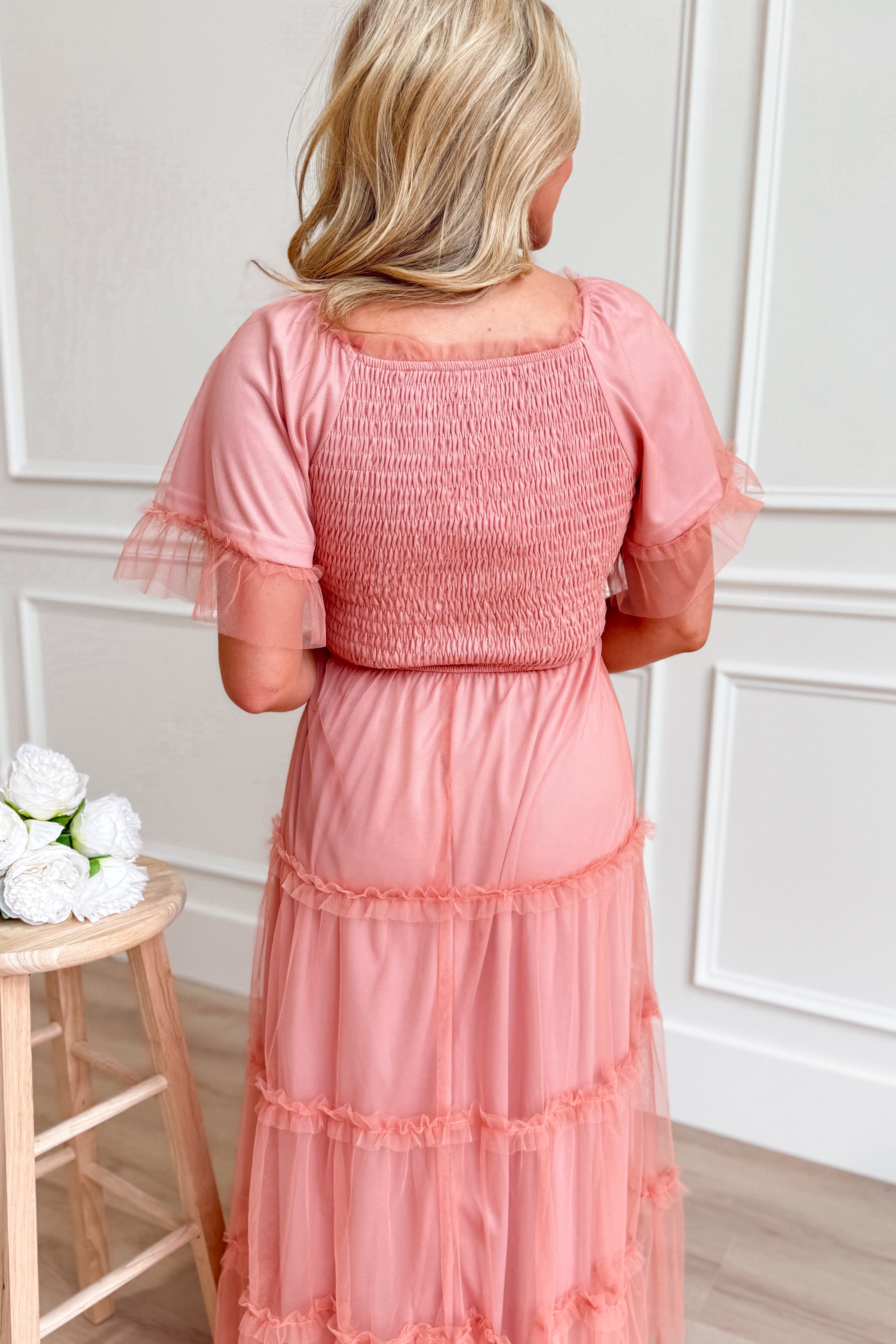 Shallow Mesh Sleeve Midi Dress - Be You Boutique