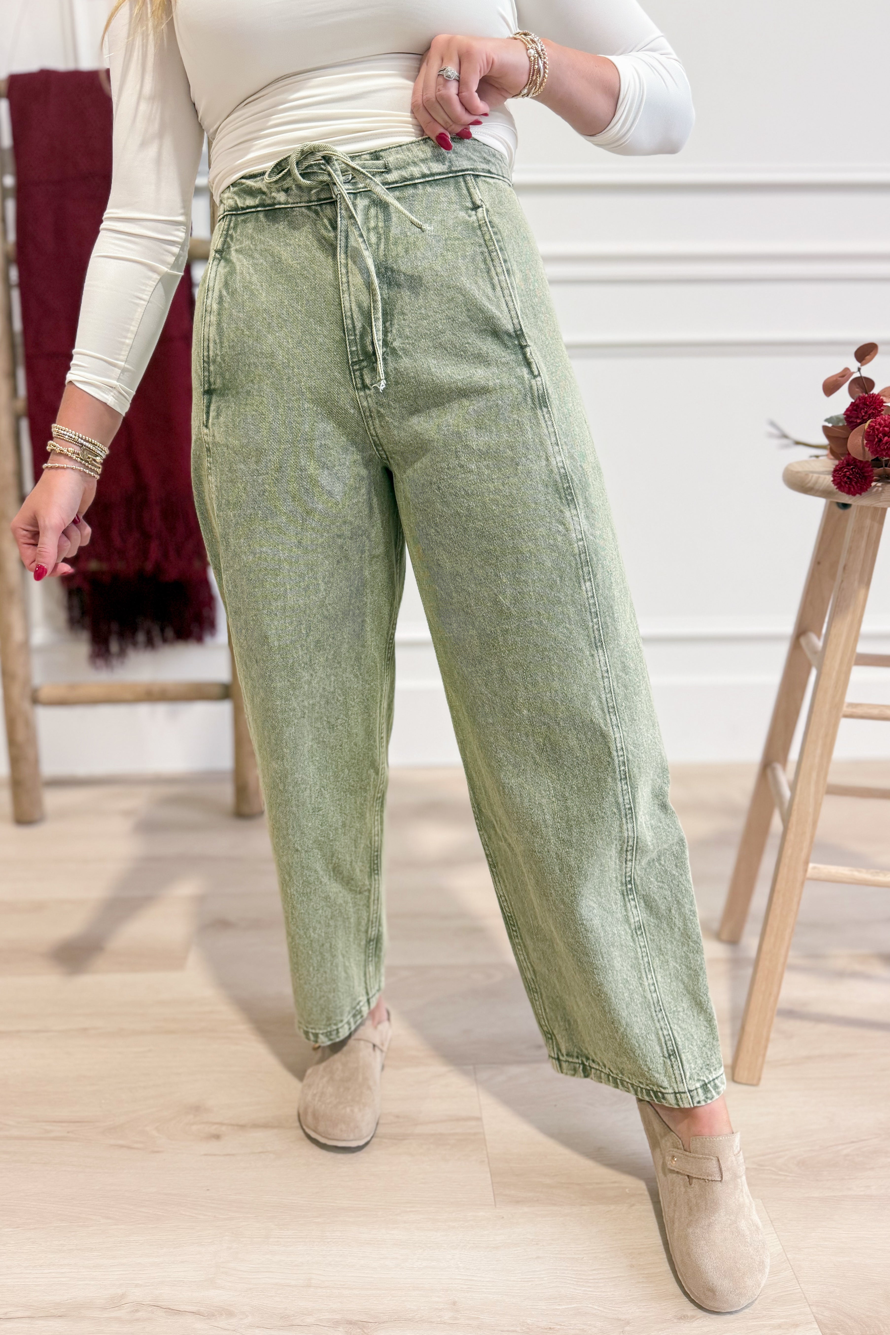 Aiden Mineral Washed Barrel Pant - Be You Boutique