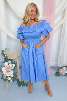 Hannah St Poplin Off The Shoulder Dress - Be You Boutique