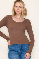 Corrine Scoop Neck Ribbed Long Sleeve - Be You Boutique