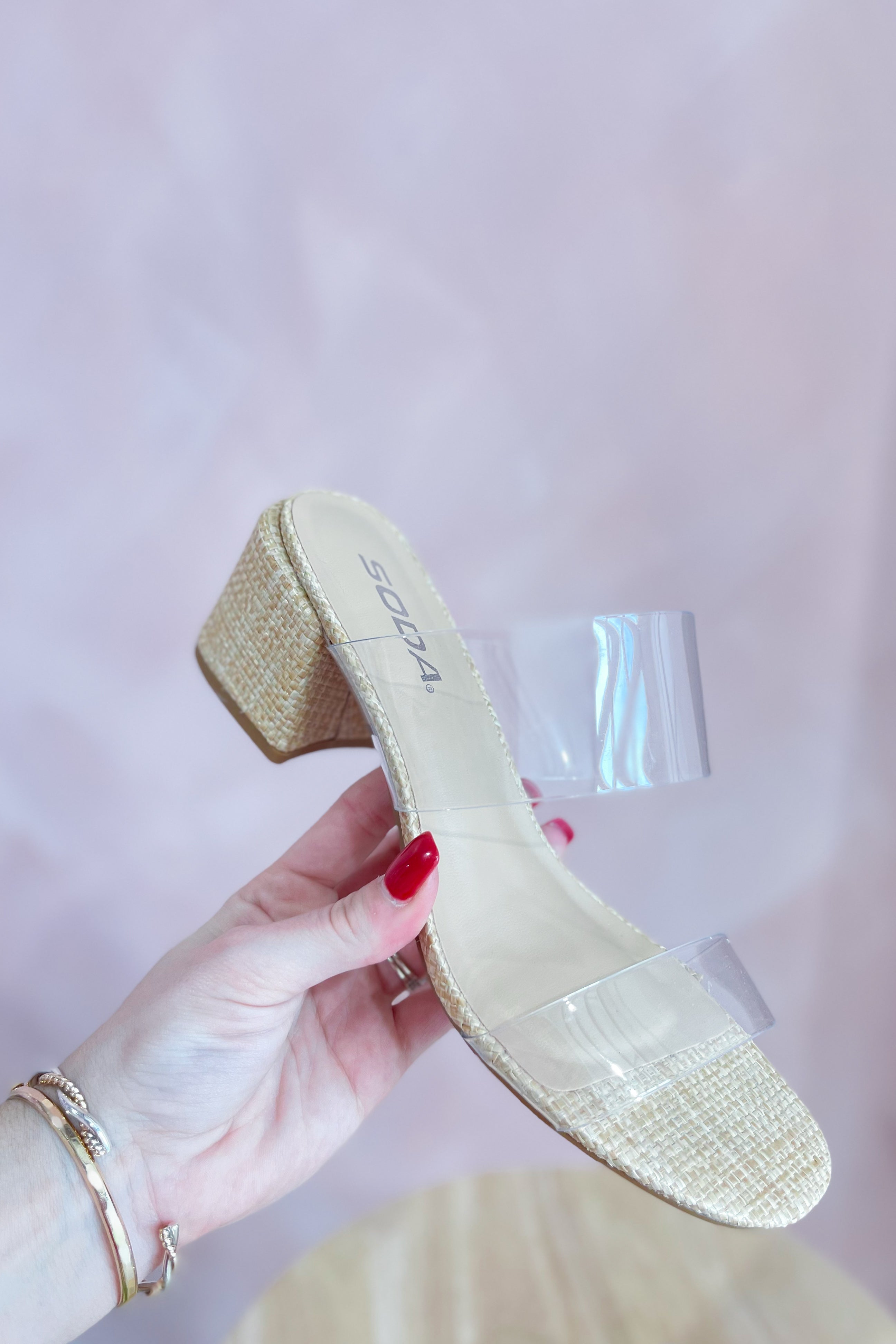 Soda Clear Double Strap Block Heel Sandal - Be You Boutique