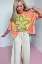 Hattie Flower Patch Washed Cotton Slub Short Sleeve Top - Be You Boutique