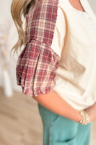 Callie Mineral Wash Plaid Puff Sleeve Top - Be You Boutique