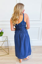 Baevely Cindy smocked tie waist midi dress featuring a flowy silhouette and elegant design perfect for dressy occasions