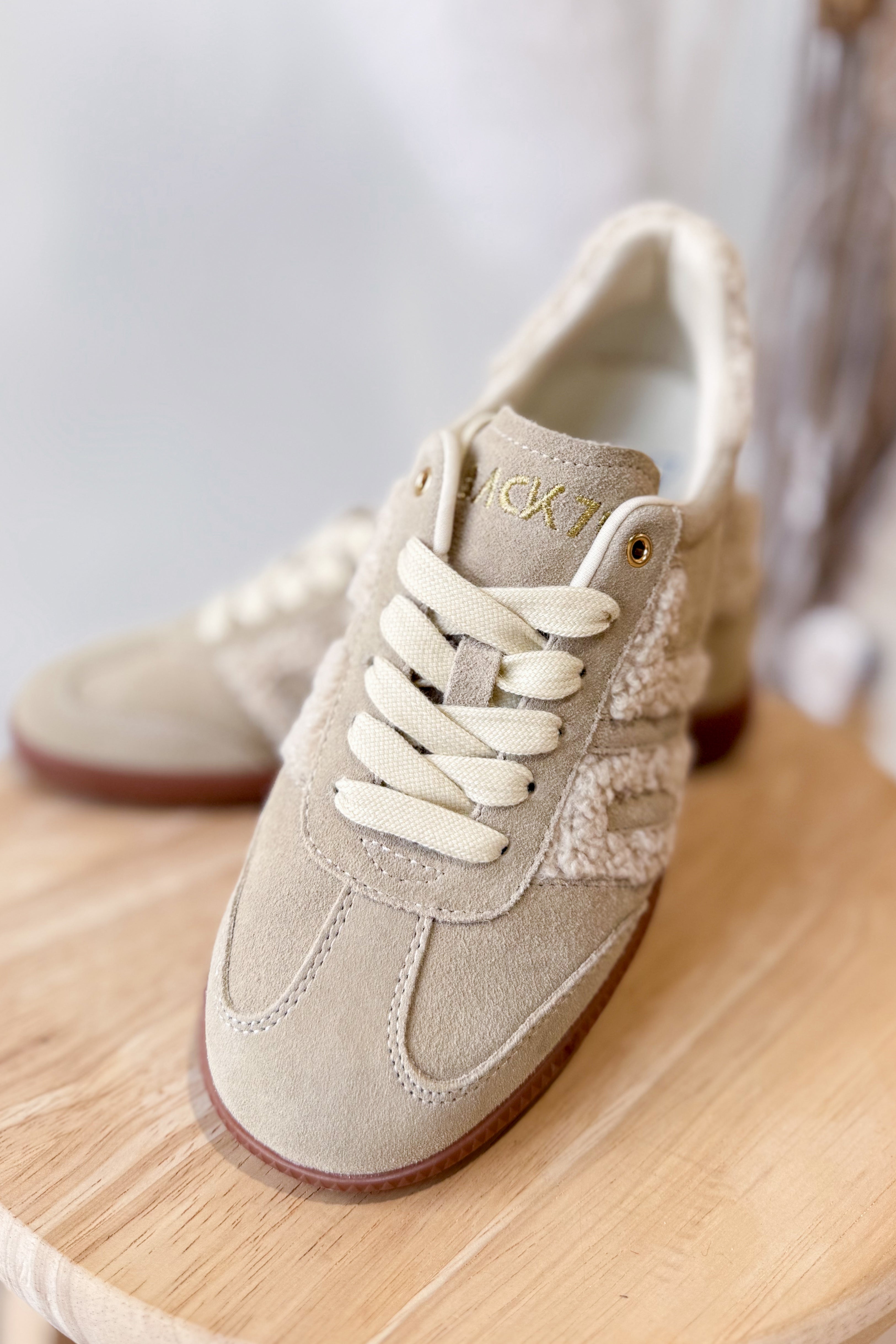 BACK70 Cloud Sneakers in Taupe Sherpa - Be You Boutique