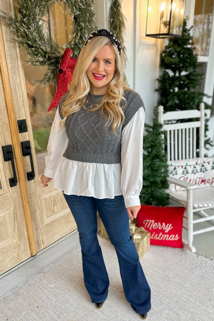 Archer Layered Round Neck Knit Sweater Vest Top - Be You Boutique