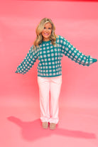 Loretta Plaid Chunky Knit Sweater - Be You Boutique