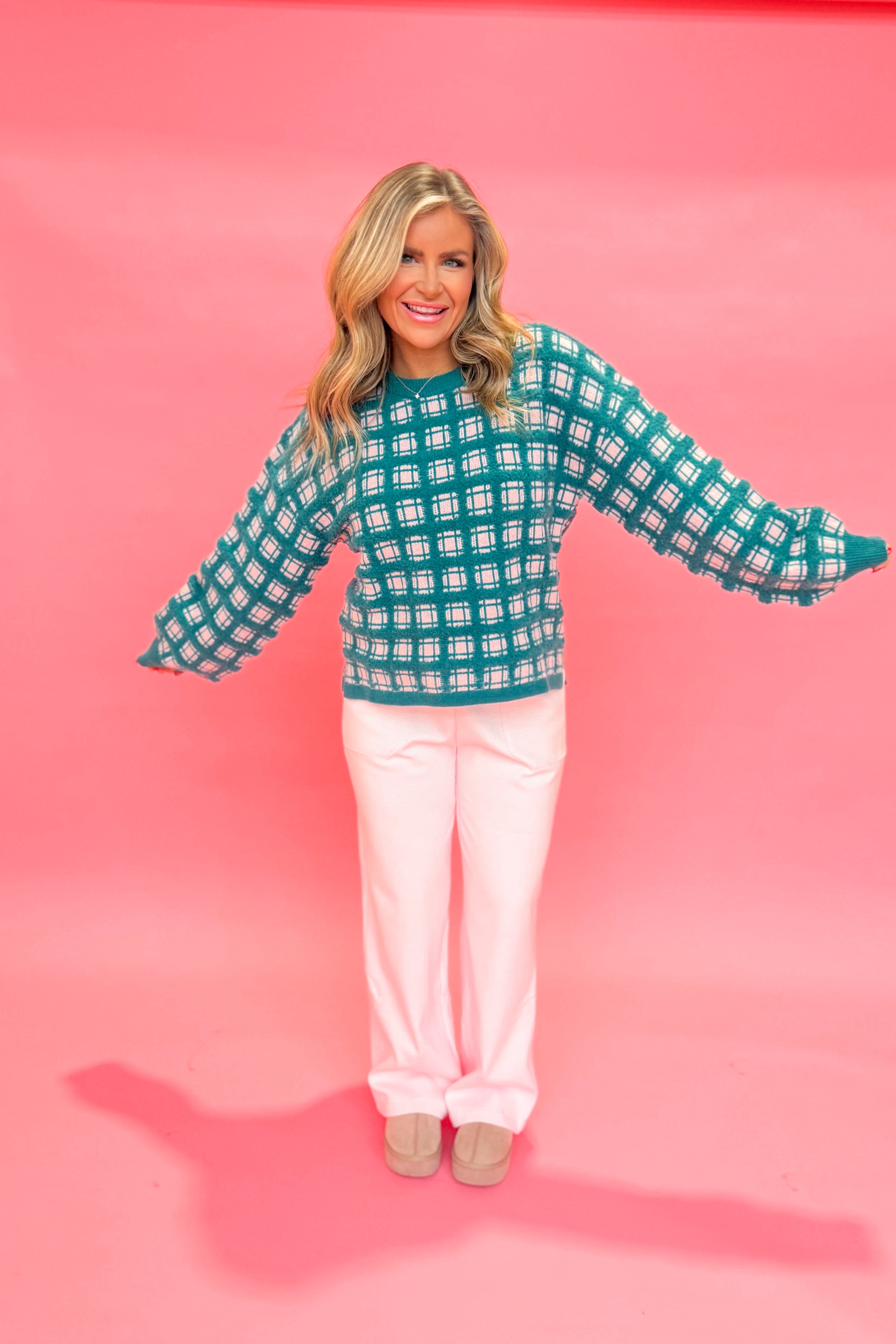 Loretta Plaid Chunky Knit Sweater - Be You Boutique