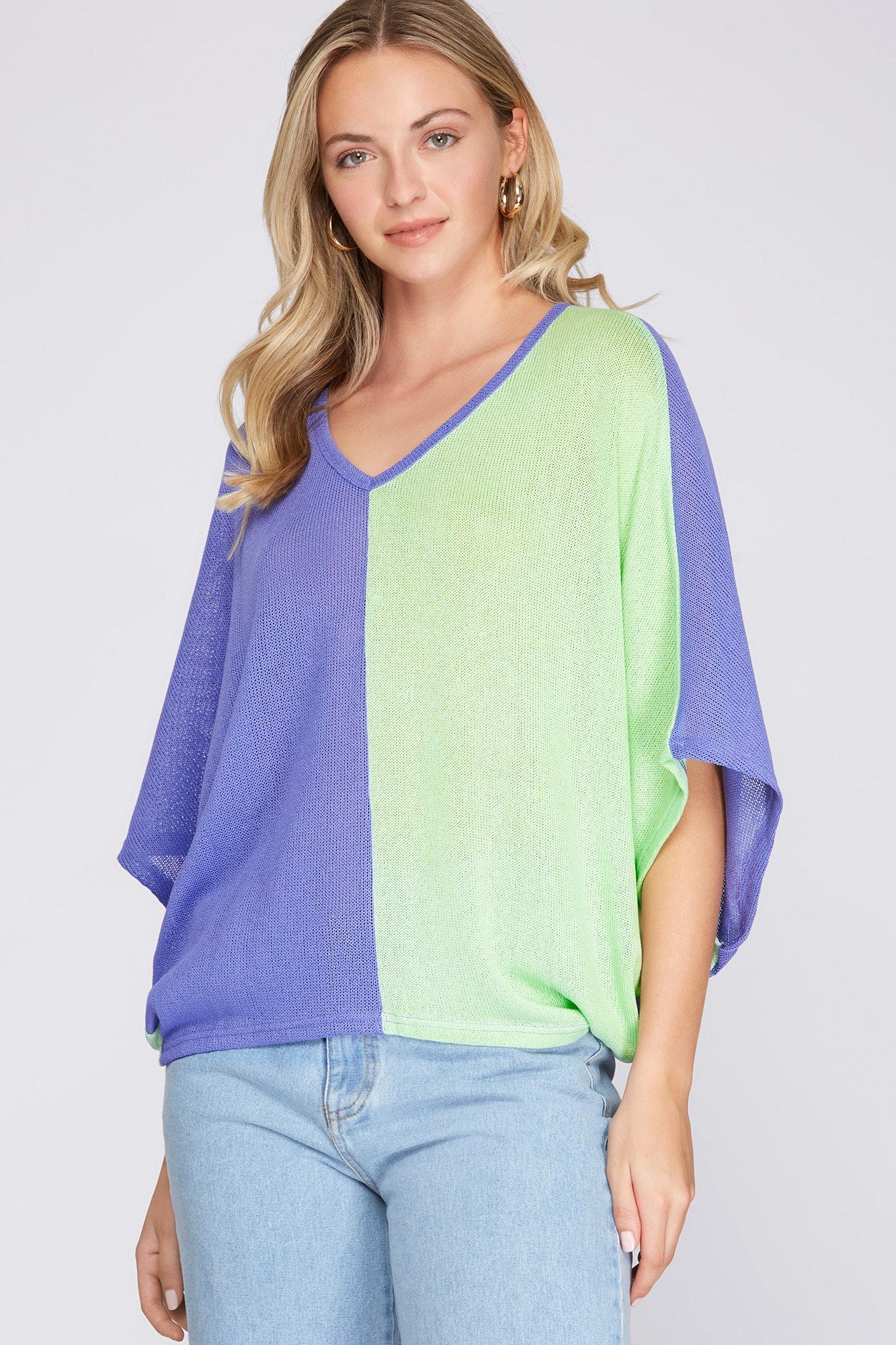 Gianna Drop Sleeve Knit Color Block Top - Be You Boutique