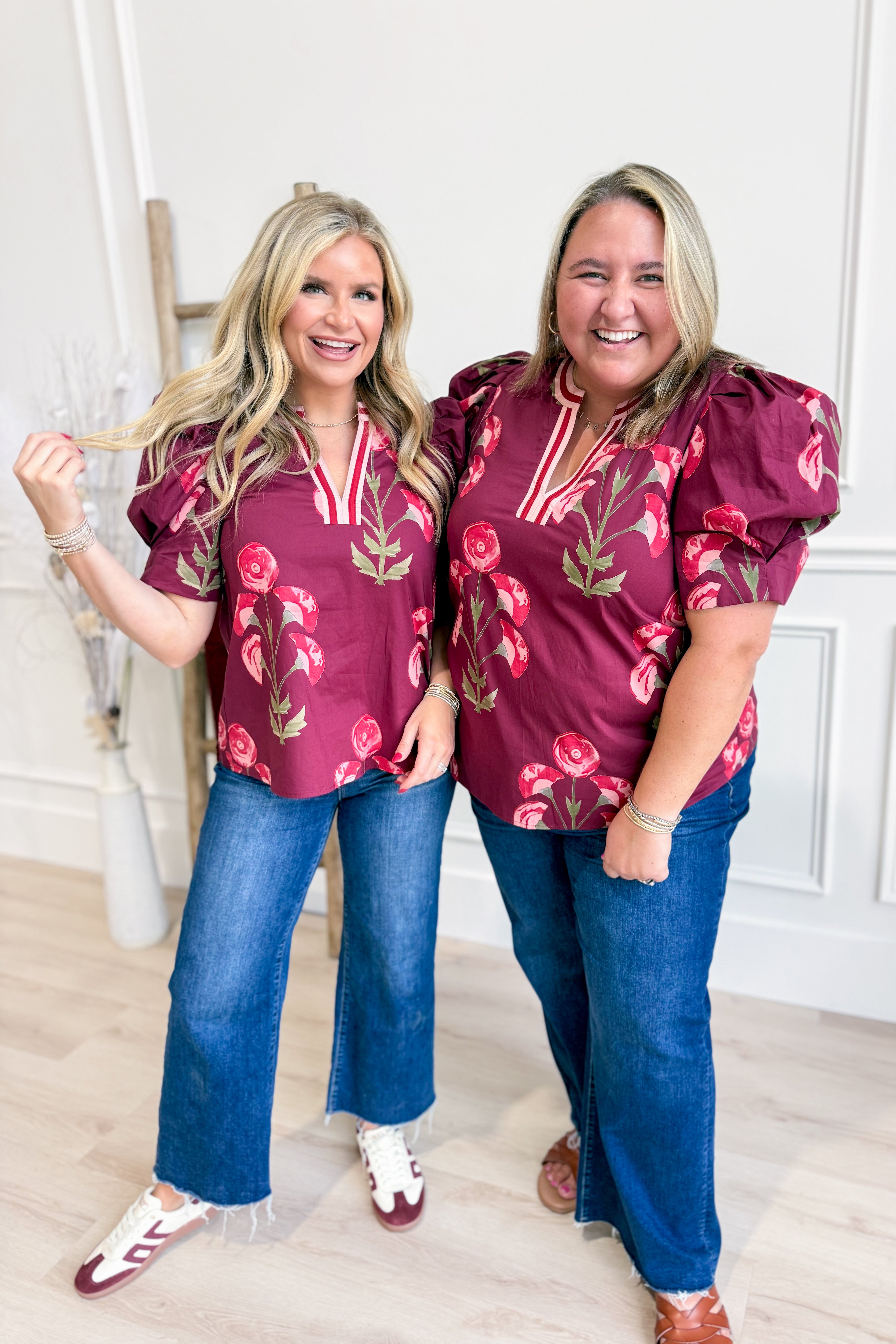 Faith Floral Printed Puff Sleeve Top - Be You Boutique